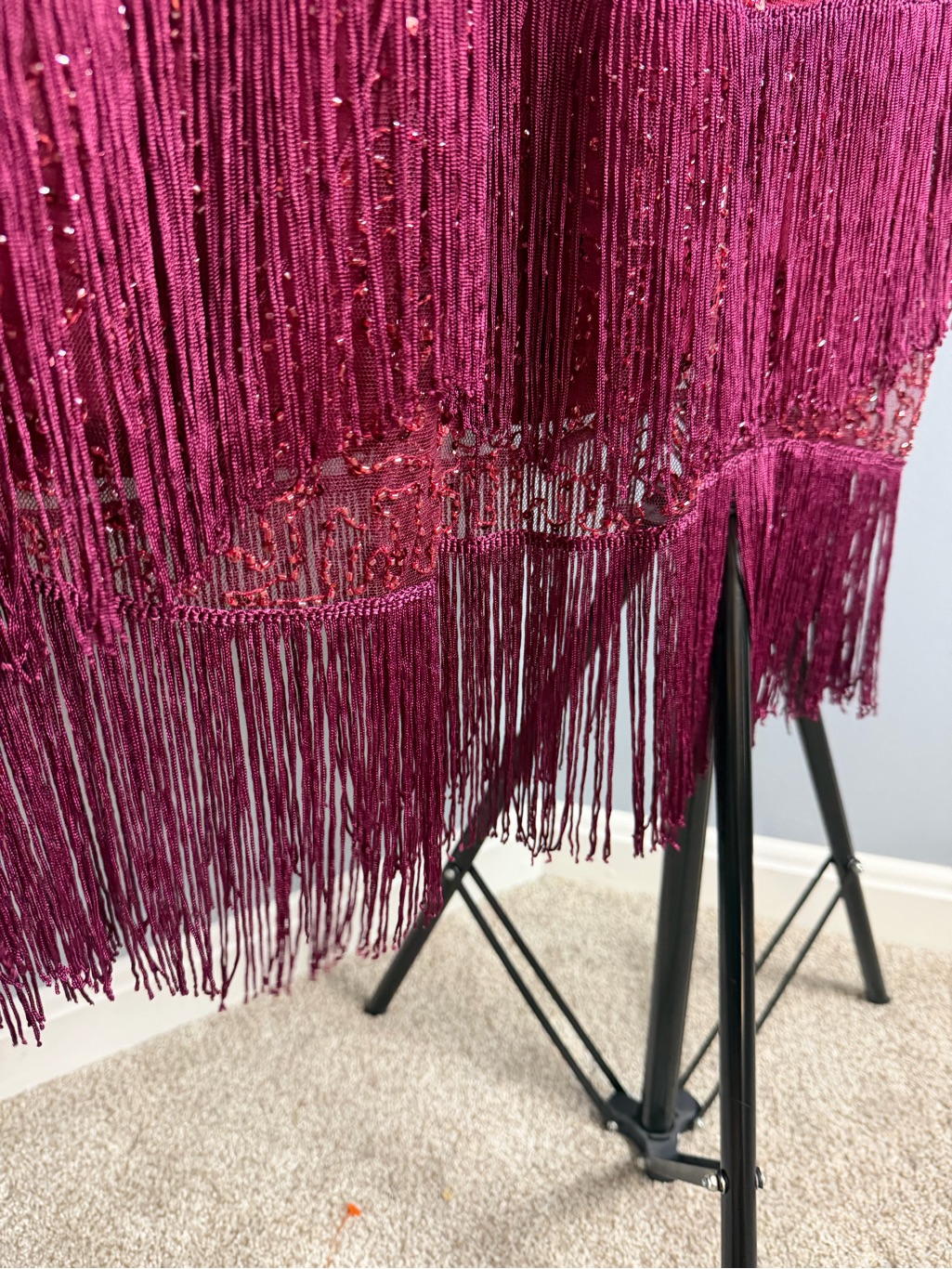 Babeyond Beaded Fringe Sleeveless Dress In Deep Wine 3xl — image 6 of 8